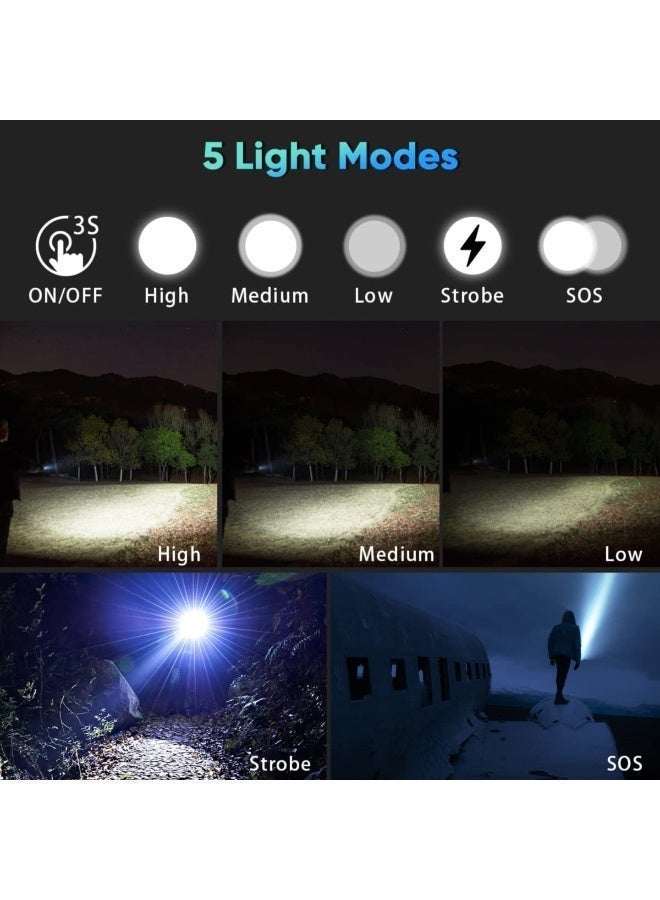 Arabest Rechargeable Torchlight Flashlight 250000 Lumens Super Bright White Laser LED High Power Tactical Handheld - Brightest for Camping, Hiking & Emergencies - Image 4